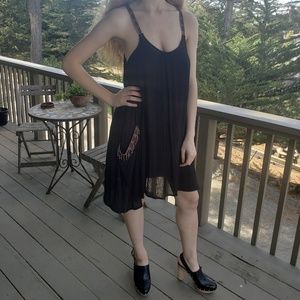 umgee short black boho dress